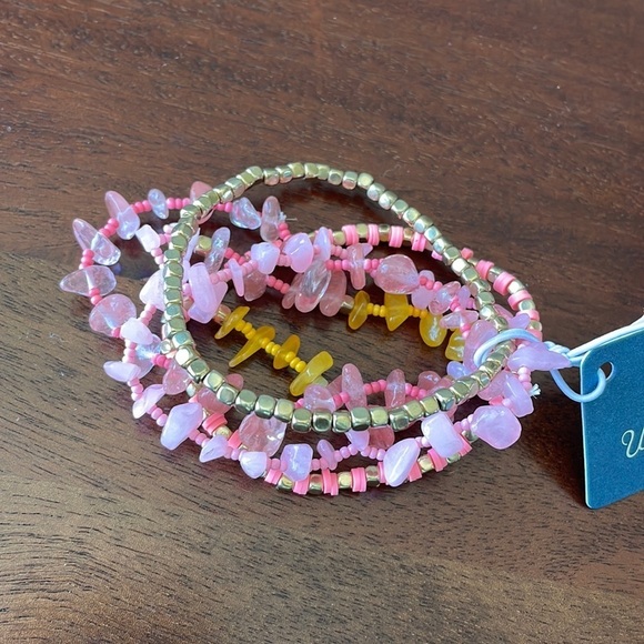 Universal Thread pink bracelets set of 5 semi precious stones jewelry New - Picture 2 of 5
